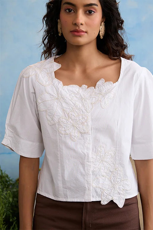Okhai "Everlasting" Hand Applique and Embroidery Cotton Top