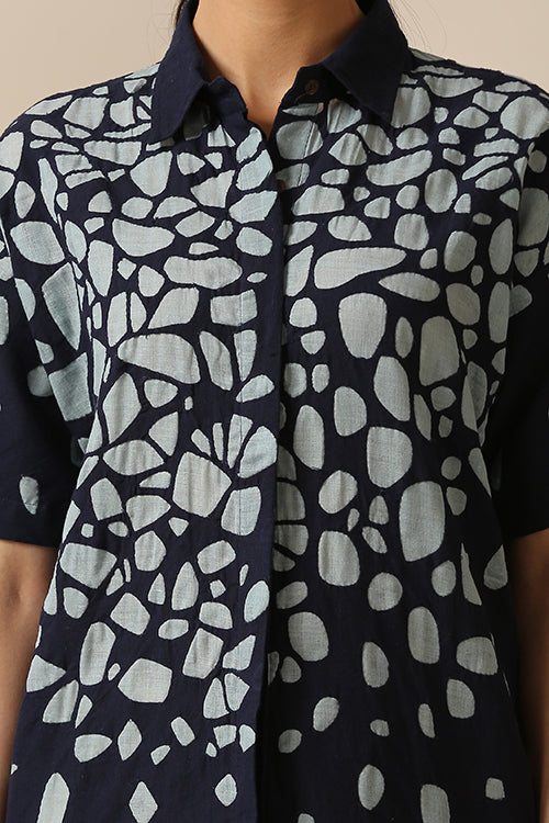 Okhai 'Stone Walk' Pure Cotton Applique Work Shirt Dress | Rescue