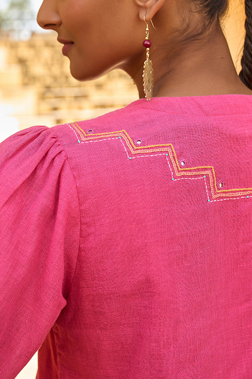 Okhai "Shikhar" Hand Embroidered Mirror and Beadwork Pure Cotton Tunic