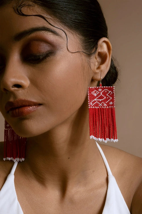 Melo Studio Lal Popat Hand Beaded Earrings