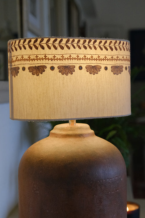 Okhai "Wilderness" Hand-Embroidery and Mirrorwork Pure Cotton Beige Lampshade