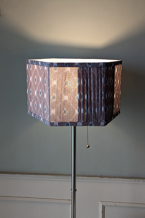 Okhai "Palm Shade" Ikkat Grey Hexagon Lampshade