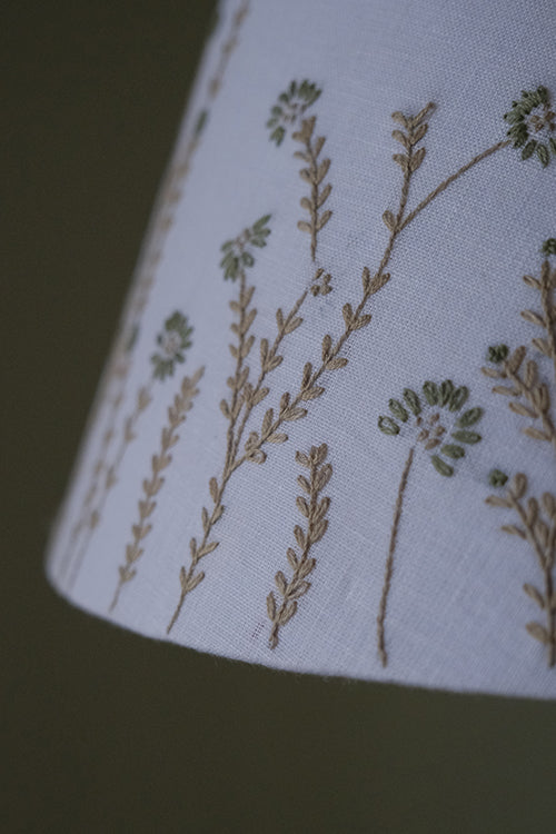 Okhai "First Snow" Hand-Embroidered Pure Linen Off-White Lampshade