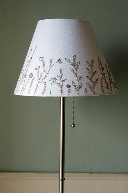 Okhai "First Snow" Hand-Embroidered Pure Linen Off-White Lampshade