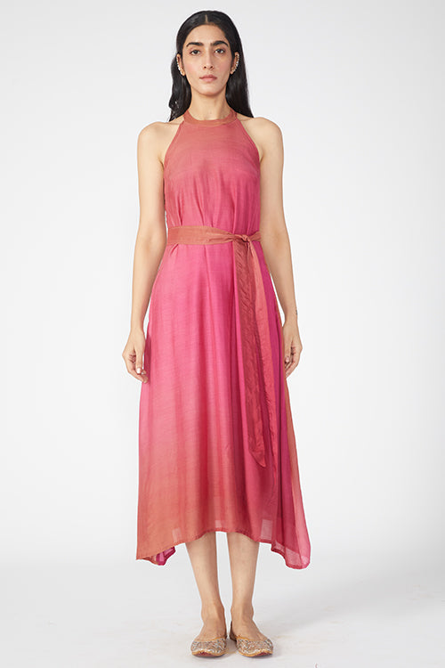 Okhai 'Rosa' Muslin Silk High Neck Sleeveless Dress | Relove