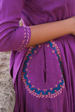 Okhai "Magical Amethyst" Hand Embroidered Pure Cotton Mul Flared Dress