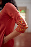 Okhai 'Mystic Dusk' Hand Embroidered Mirror Work Pure Cotton Long Kurta Pant Set | Relove