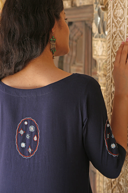 Okhai 'Riverbank' Pure Cotton Hand Embroidered Mirror Work Kurta
