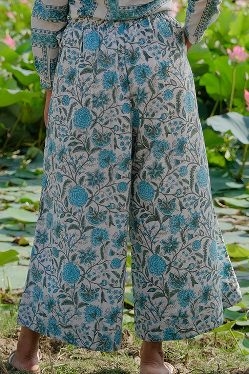 Okhai "Iris Illusion" Handblock Printed Pure Cotton Pants