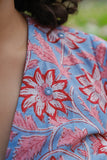 Okhai "Amaryllis" Hand Embroidered Mirror Work Handblock Printed Pure Cotton Wrap Dress