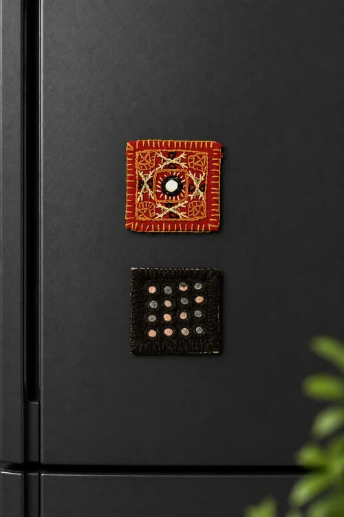 Okhai "Kindle" Hand Embroidered Fridge Magnet (Set of 2)