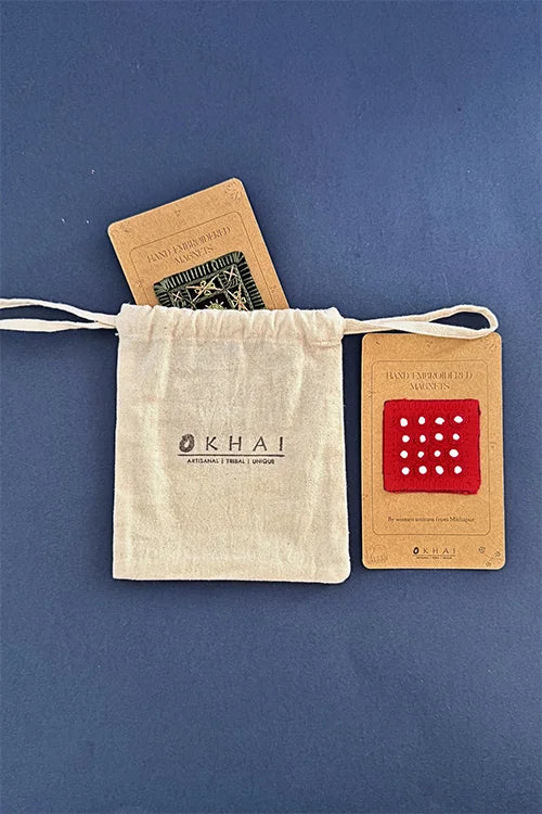 Okhai "Paradise" Hand Embroidered Fridge Magnet (Set of 2)