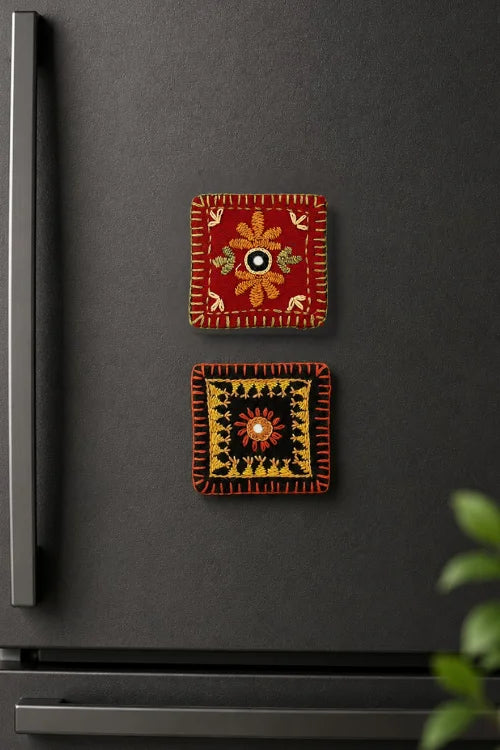 Okhai "Scenery" Hand Embroidered Fridge Magnet (Set of 2)