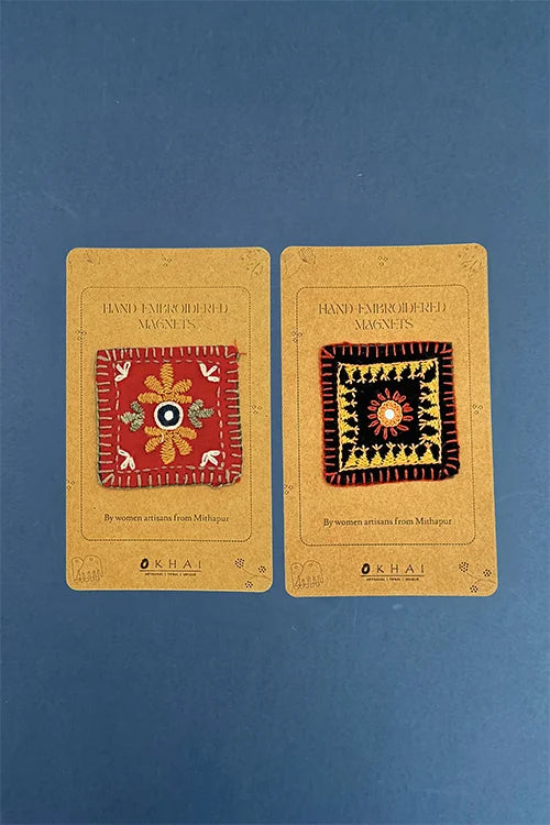 Okhai "Scenery" Hand Embroidered Fridge Magnet (Set of 2)