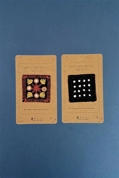 Okhai "Midnight" Hand Embroidered Fridge Magnet (Set of 2)