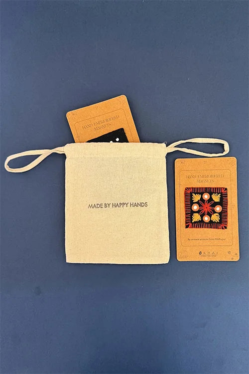 Okhai "Midnight" Hand Embroidered Fridge Magnet (Set of 2)