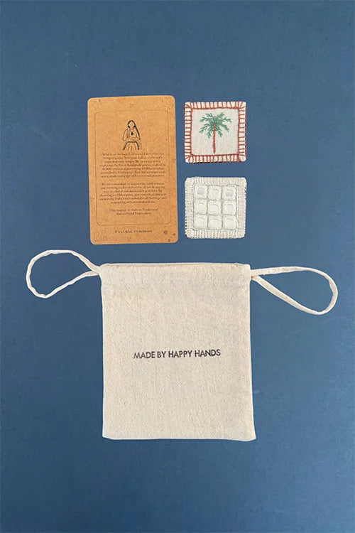 Okhai "Palm tree" Hand Embroidered Fridge Magnet (Set of 2)