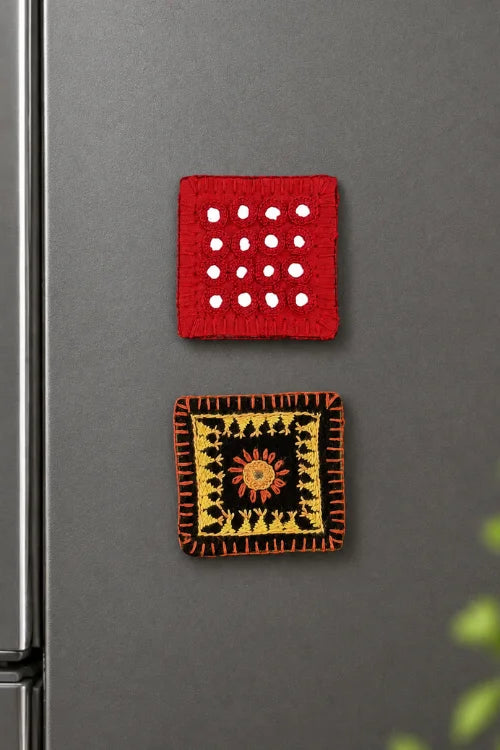 Okhai "Dayglow" Hand Embroidered Fridge Magnet (Set of 2)