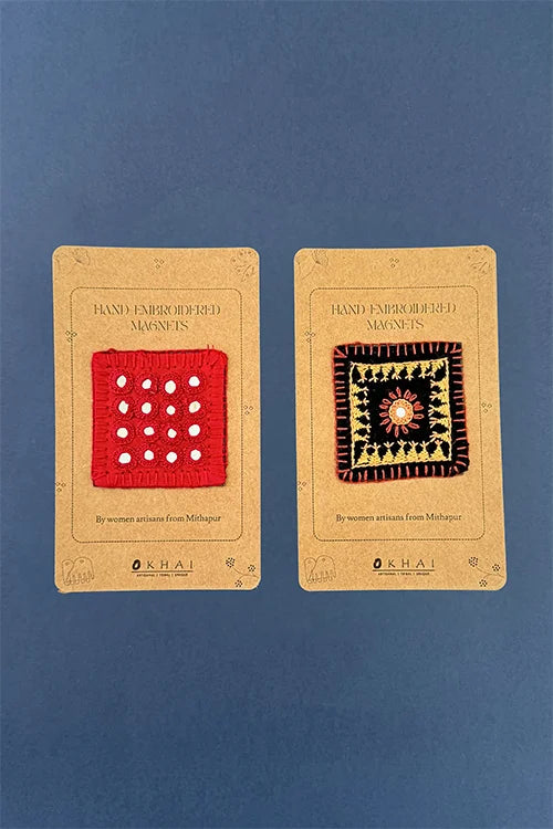 Okhai "Dayglow" Hand Embroidered Fridge Magnet (Set of 2)