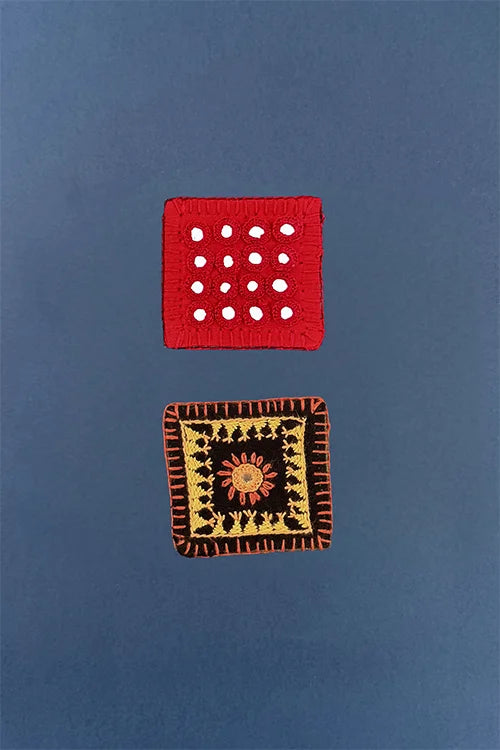 Okhai "Dayglow" Hand Embroidered Fridge Magnet (Set of 2)