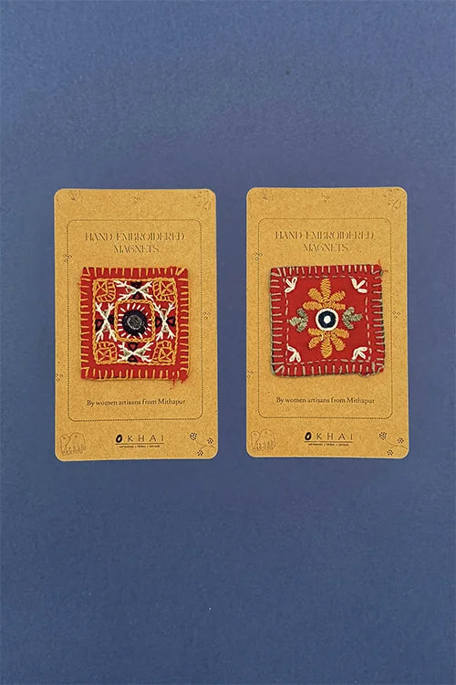 Okhai "Horizon" Hand Embroidered Fridge Magnet (Set of 2)