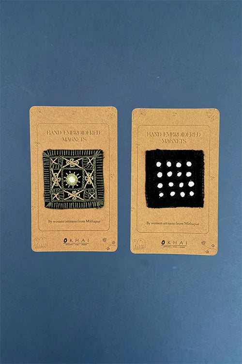 Okhai "Rain" Hand Embroidered Fridge Magnet (Set of 2)