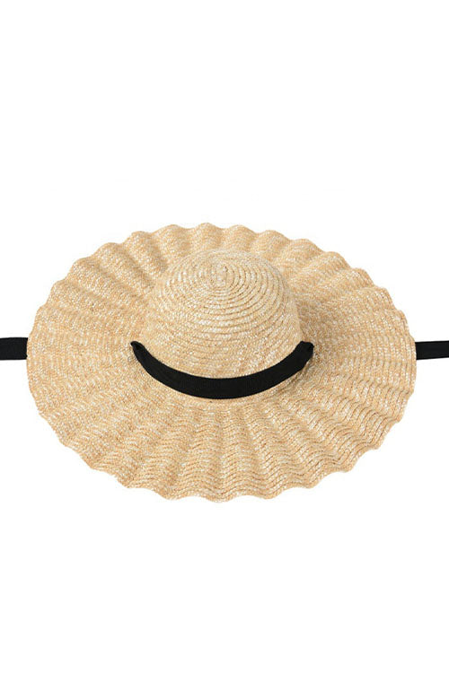Myaraa Ruffle Hat With Black Ribbon