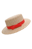 Myaraa Red Classic Bow Boater Hat