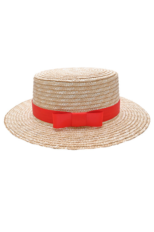 Myaraa Red Classic Bow Boater Hat