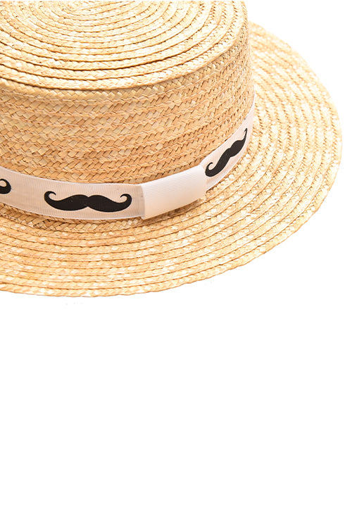 Myaraa Moustache Regular Bow Boater Hat