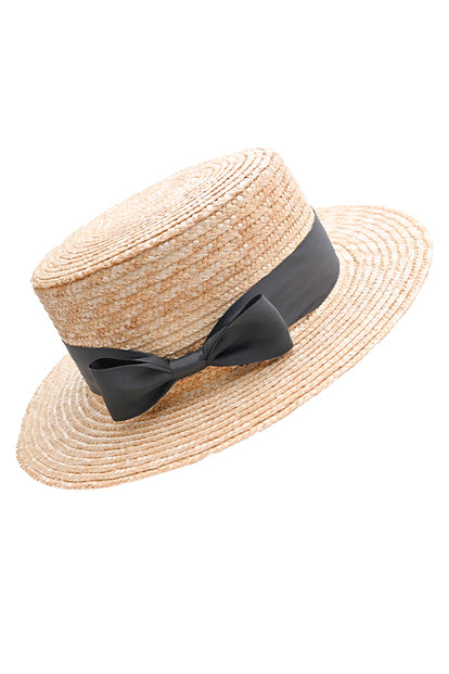 Myaraa Black Short Bow Boater Hat