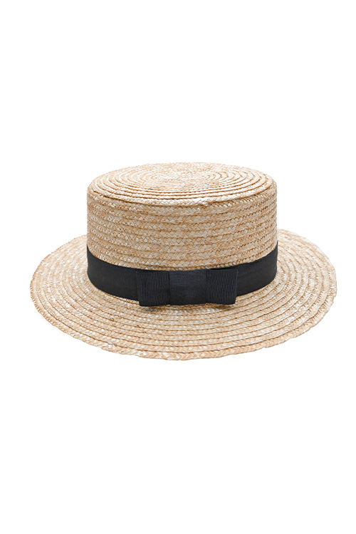 Myaraa Black Classic Bow Boater Hat