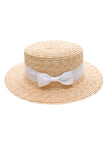 Myaraa White Short Bow Boater Hat