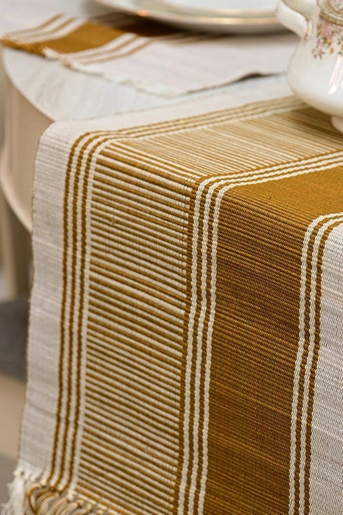 Kadam Haat "Mustard" Handcrafted Madurkathi Runner