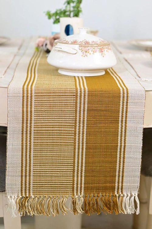 Kadam Haat "Mustard" Handcrafted Madurkathi Runner