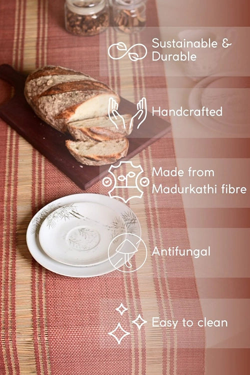 Kadam Haat "Apple Red" Handcrafted Madurkathi Runner