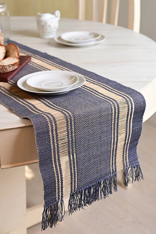 Kadam Haat "Blueberry" Handcrafted Madurkathi Runner