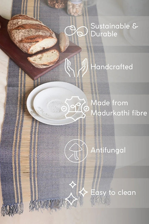 Kadam Haat "Blueberry" Handcrafted Madurkathi Runner