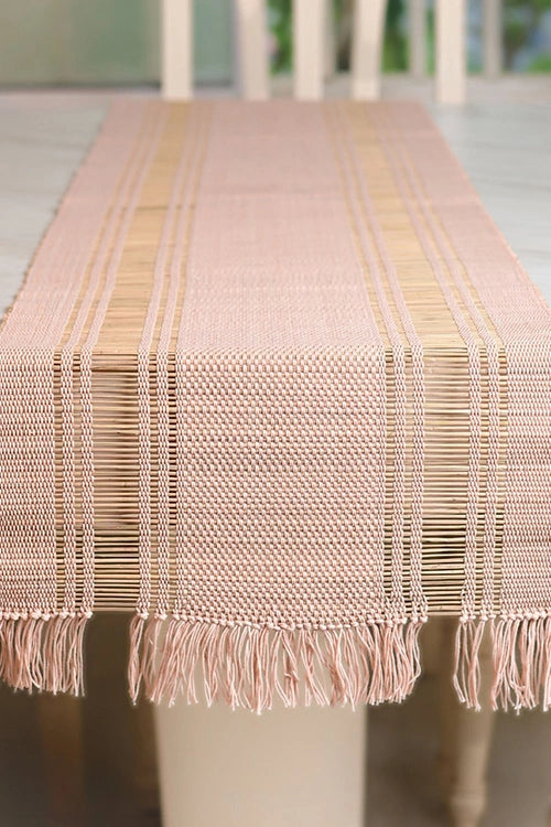 Kadam Haat "Blush Pink" Handcrafted Madurkathi Runner