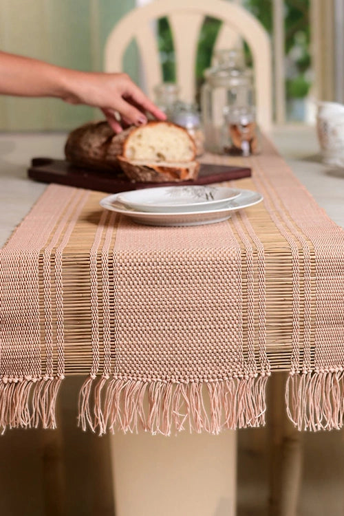 Kadam Haat "Blush Pink" Handcrafted Madurkathi Runner