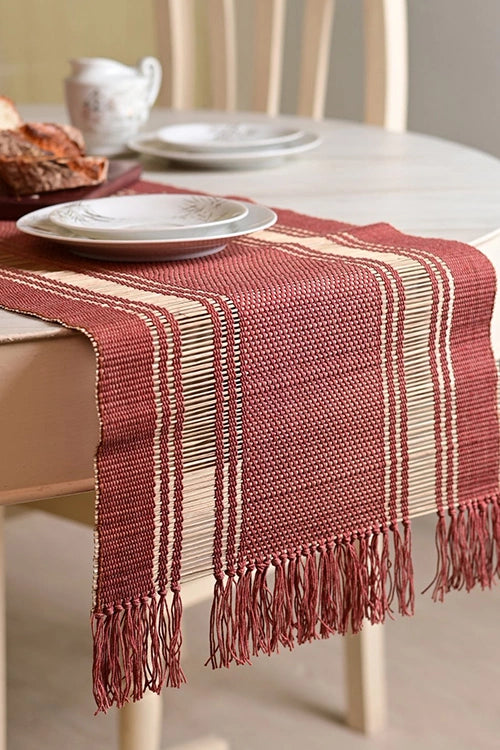 Kadam Haat "Apple Red" Handcrafted Madurkathi Runner