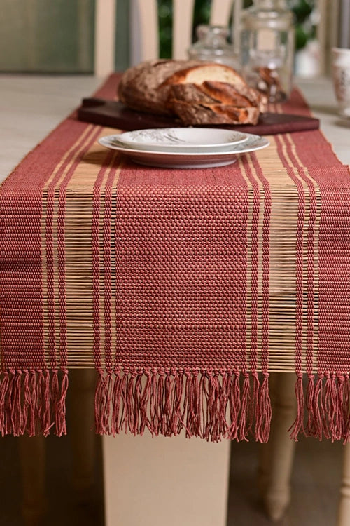 Kadam Haat "Apple Red" Handcrafted Madurkathi Runner