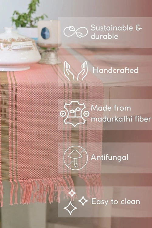 Kadam Haat "Peach" Handcrafted Madurkathi Runner