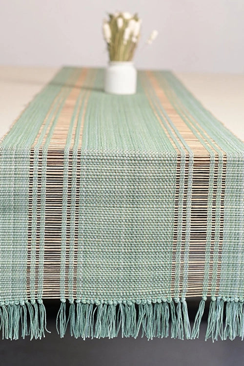 Kadam Haat "Sage Green" Handcrafted Madurkathi Runner