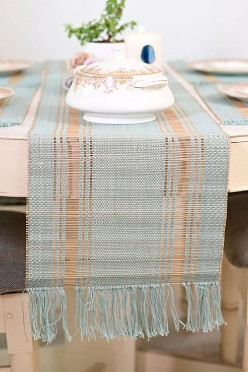 Kadam Haat "Sage Green" Handcrafted Madurkathi Runner