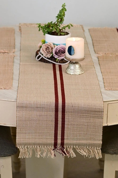 Kadam Haat "Vintage Loom Stripe" Handcrafted Madurkathi Runner