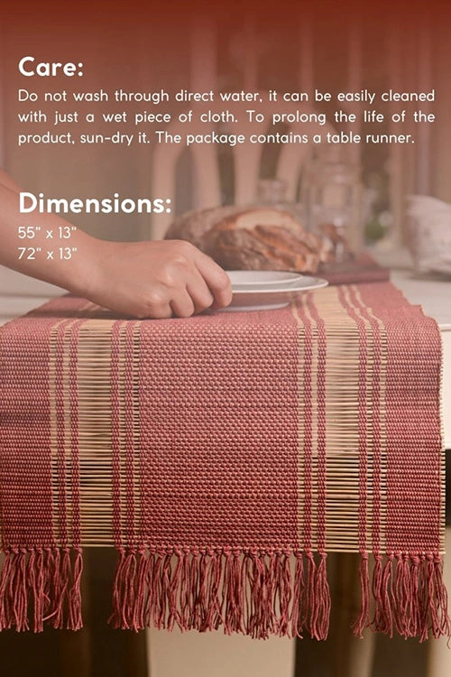 Kadam Haat "Apple Red" Handcrafted Madurkathi Runner