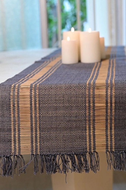 Kadam Haat "Blueberry" Handcrafted Madurkathi Runner