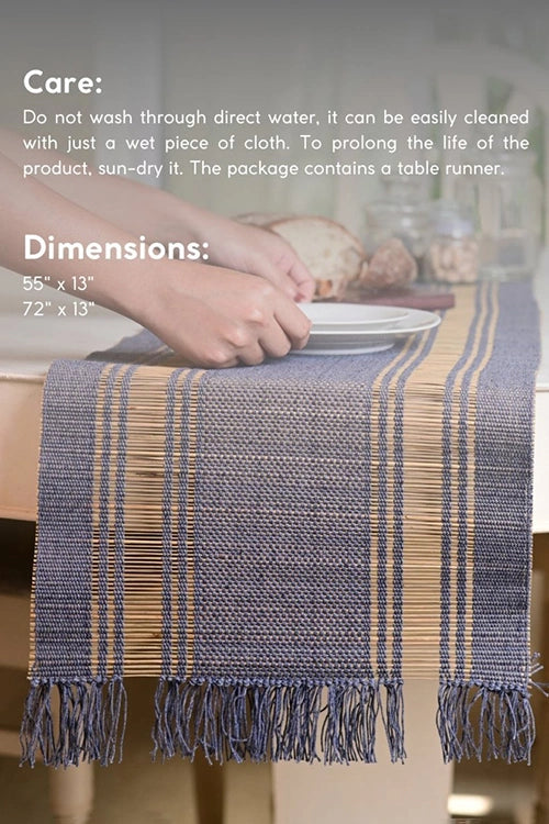 Kadam Haat "Blueberry" Handcrafted Madurkathi Runner