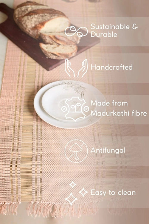 Kadam Haat "Blush Pink" Handcrafted Madurkathi Runner